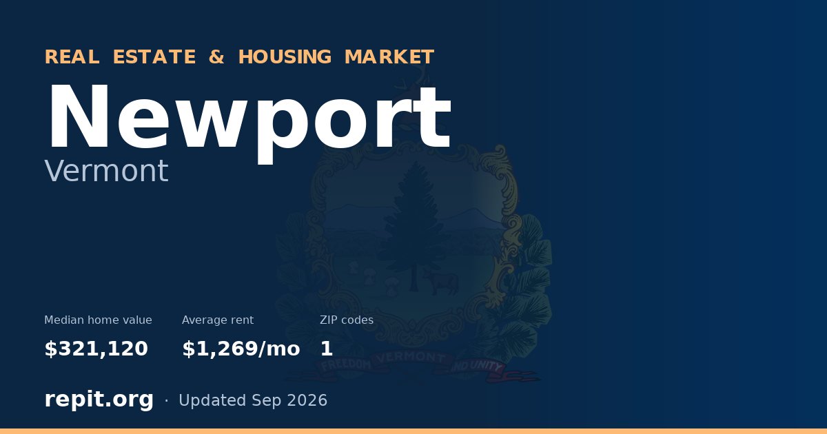 Newport, VT real estate and housing market — median home value $321,120, average rent $1,269/mo, 1 ZIP code
