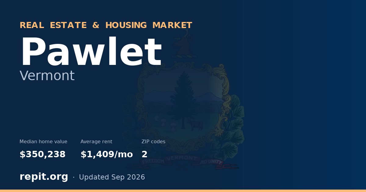Pawlet, VT real estate and housing market — median home value $350,238, average rent $1,409/mo, 2 ZIP codes
