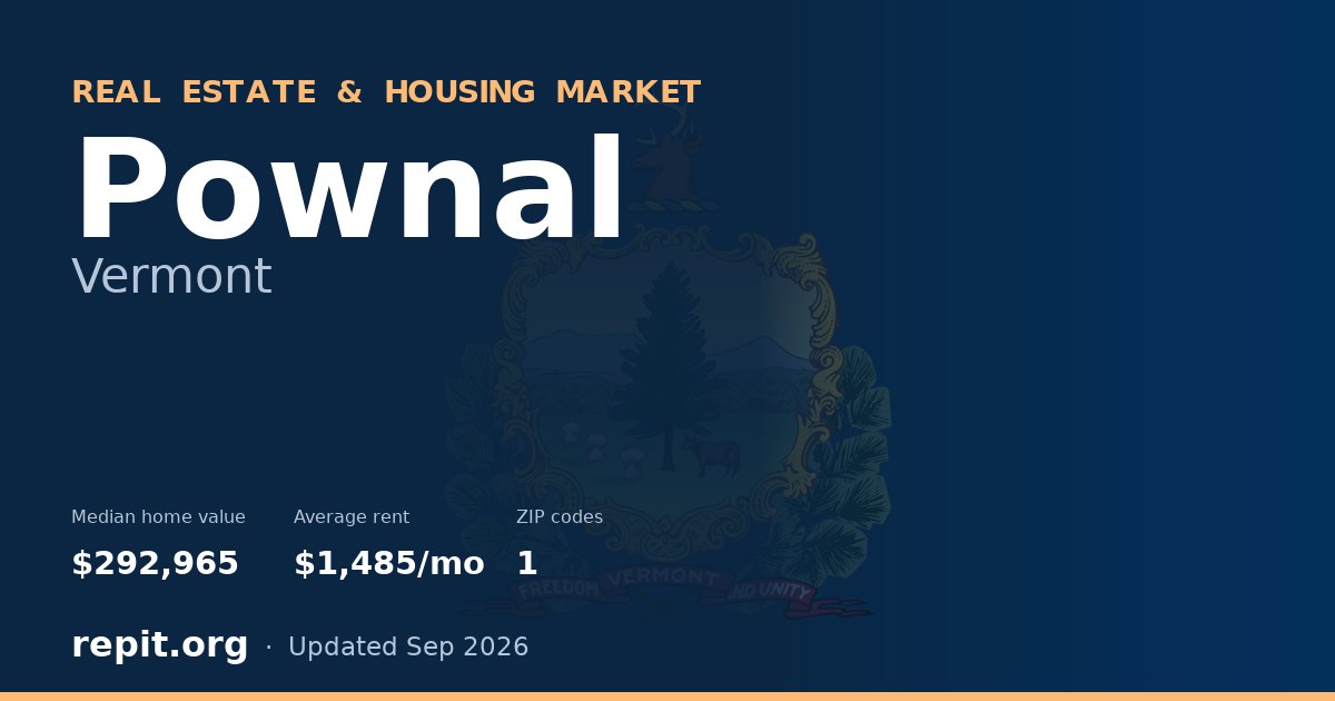 Pownal, VT real estate and housing market — median home value $292,965, average rent $1,485/mo, 1 ZIP code