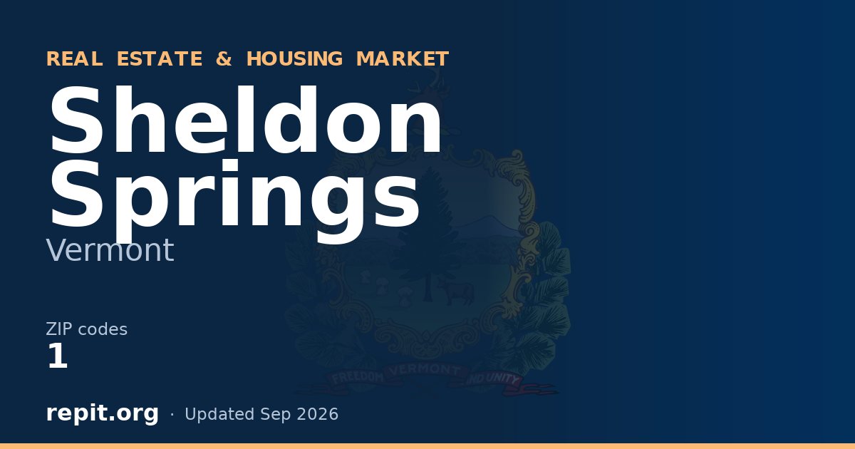 Sheldon Springs, VT real estate and housing market — 1 ZIP code