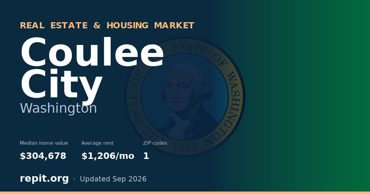 Coulee City, WA real estate and housing market — median home value $304,678, average rent $1,206/mo, 1 ZIP code