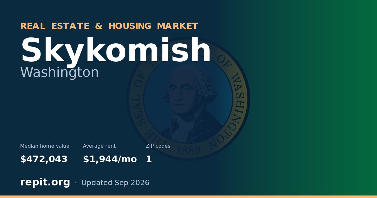 Skykomish, WA real estate and housing market — median home value $472,043, average rent $1,944/mo, 1 ZIP code
