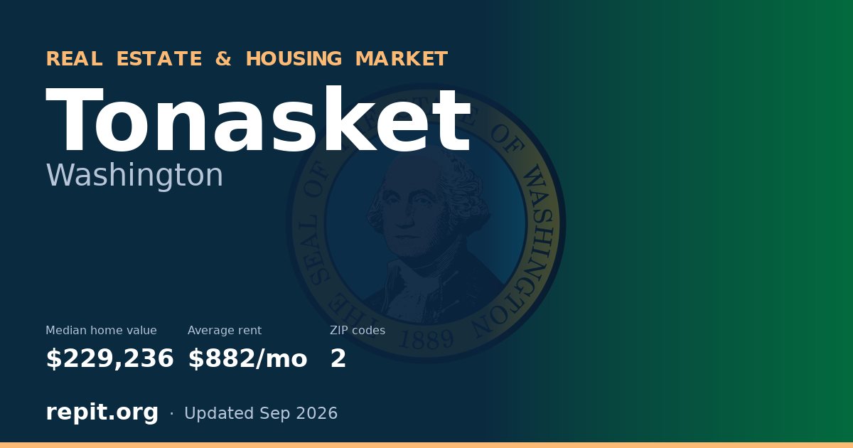 Tonasket, WA real estate and housing market — median home value $229,236, average rent $882/mo, 2 ZIP codes