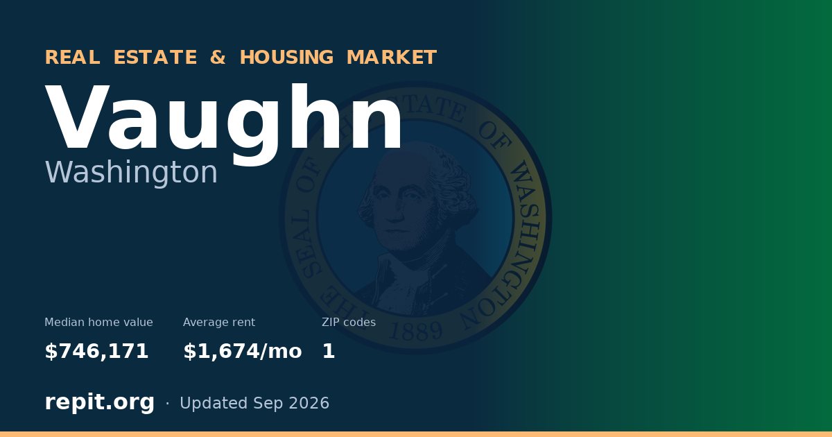 Vaughn, WA real estate and housing market — median home value $746,171, average rent $1,674/mo, 1 ZIP code