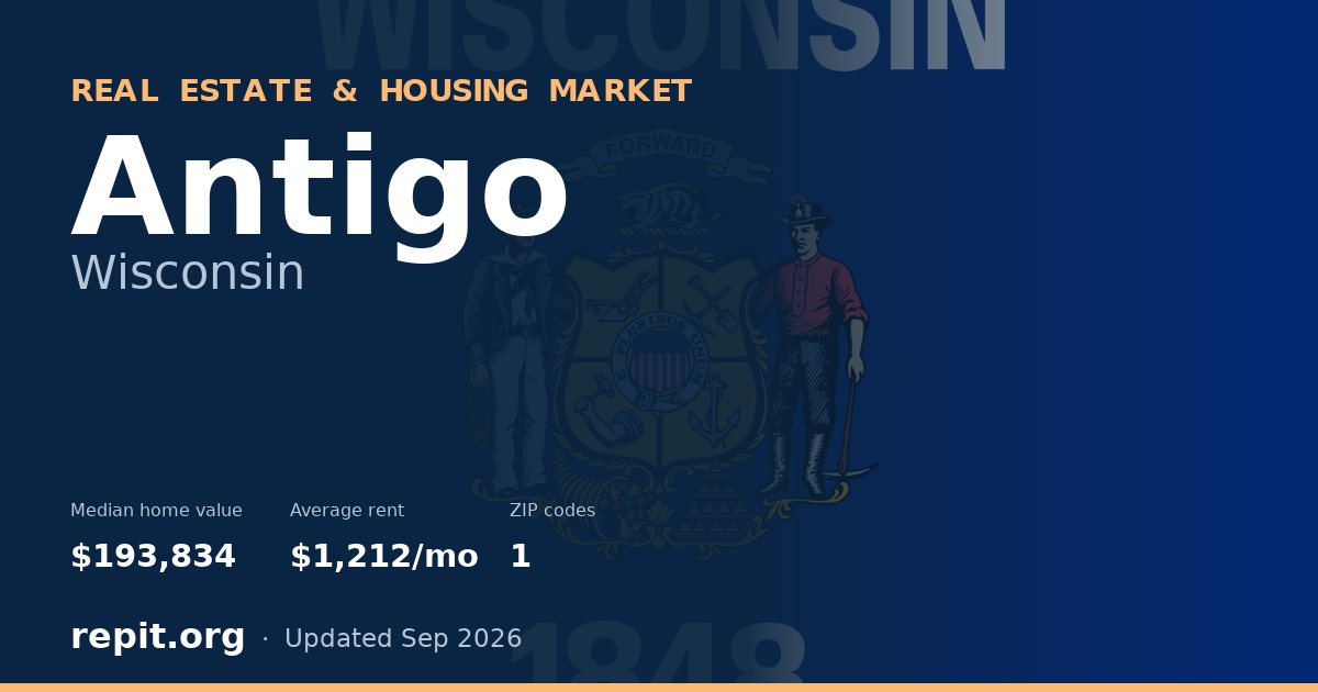 Antigo, WI real estate and housing market — median home value $193,834, average rent $1,212/mo, 1 ZIP code