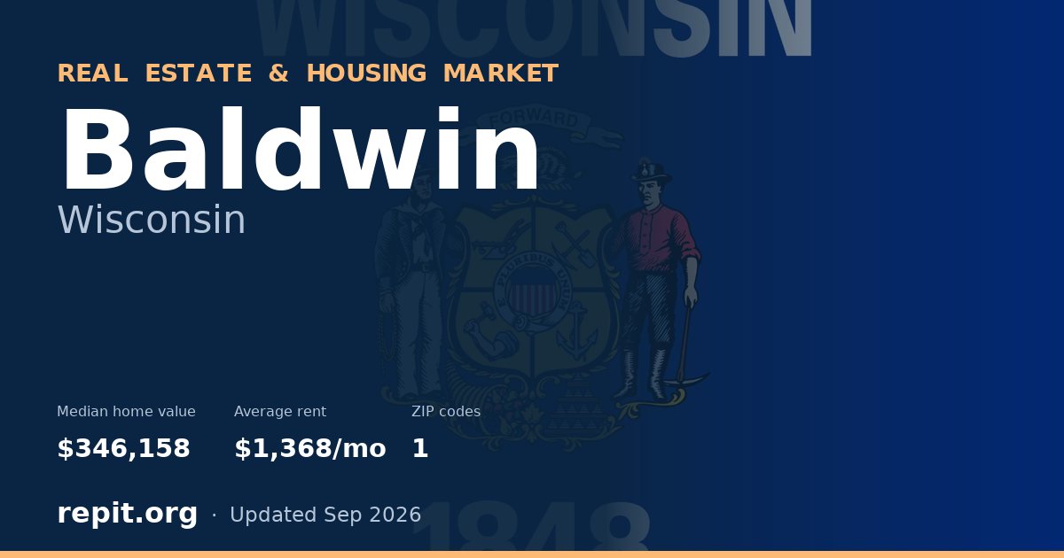 Baldwin, WI real estate and housing market — median home value $346,158, average rent $1,368/mo, 1 ZIP code