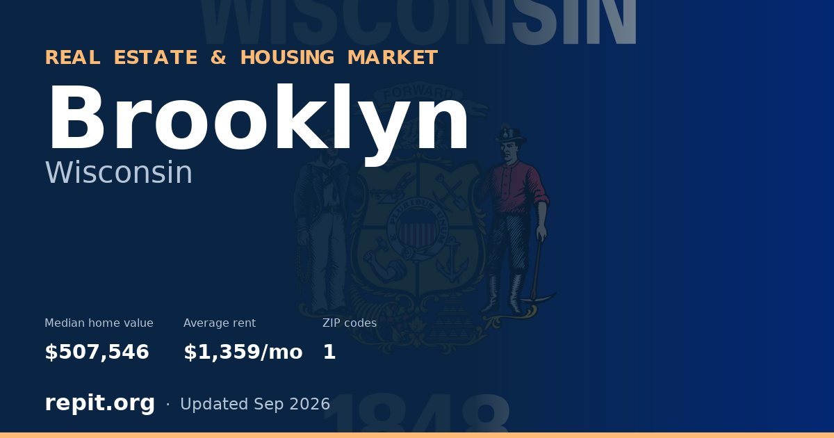 Brooklyn, WI real estate and housing market — median home value $507,546, average rent $1,359/mo, 1 ZIP code