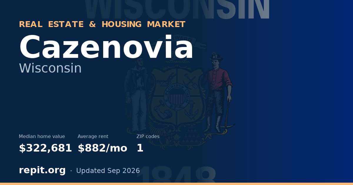 Cazenovia, WI real estate and housing market — median home value $322,681, average rent $882/mo, 1 ZIP code