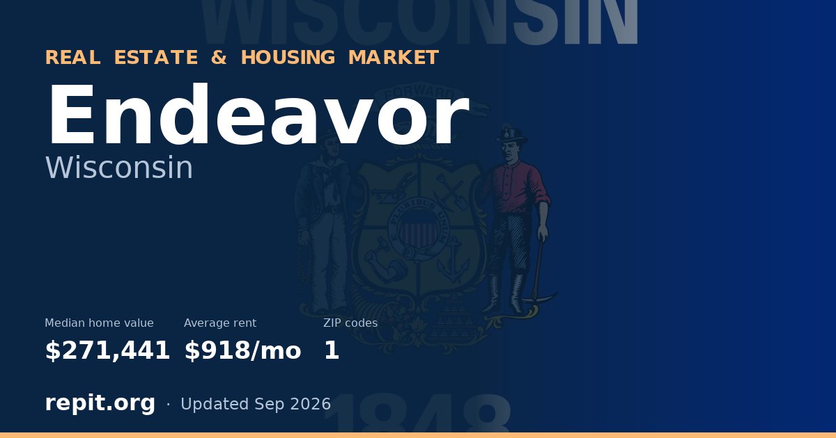 Endeavor, WI real estate and housing market — median home value $271,441, average rent $918/mo, 1 ZIP code