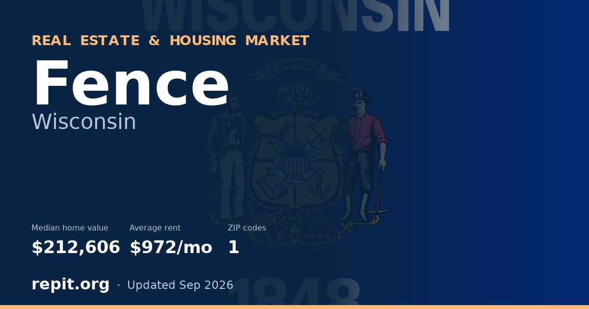 Fence, WI real estate and housing market — median home value $212,606, average rent $972/mo, 1 ZIP code