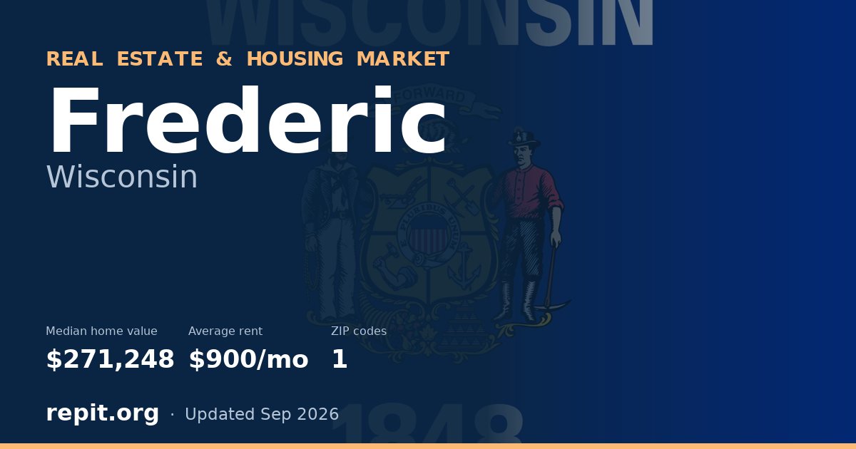 Frederic, WI real estate and housing market — median home value $271,248, average rent $900/mo, 1 ZIP code