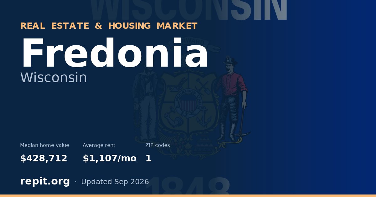 Fredonia, WI real estate and housing market — median home value $428,712, average rent $1,107/mo, 1 ZIP code