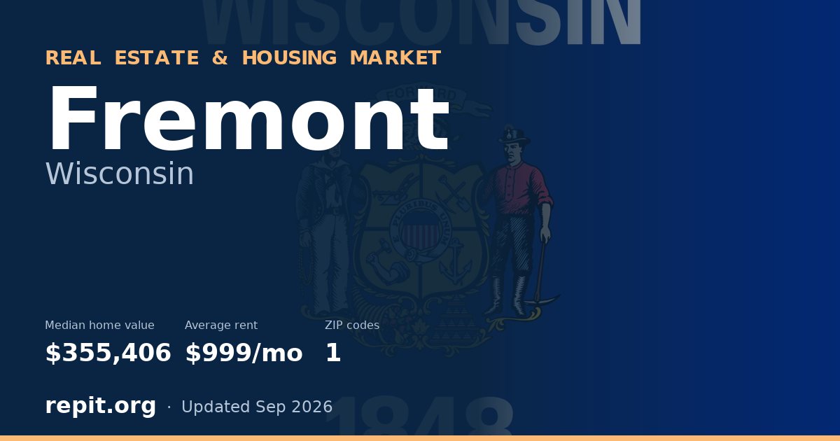 Fremont, WI real estate and housing market — median home value $355,406, average rent $999/mo, 1 ZIP code