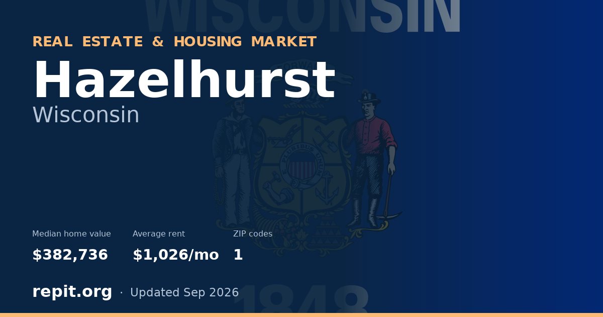 Hazelhurst, WI real estate and housing market — median home value $382,736, average rent $1,026/mo, 1 ZIP code