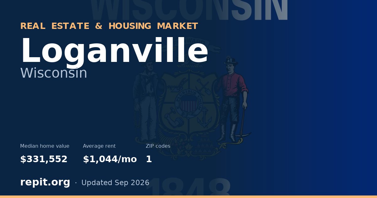 Loganville, WI real estate and housing market — median home value $331,552, average rent $1,044/mo, 1 ZIP code