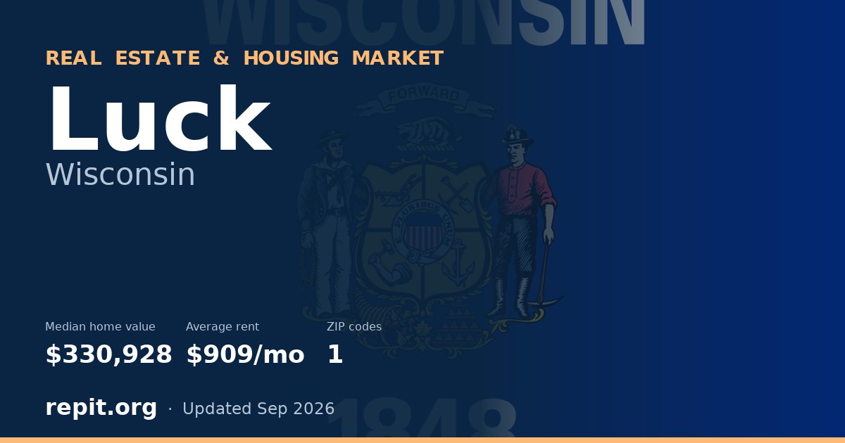 Luck, WI real estate and housing market — median home value $330,928, average rent $909/mo, 1 ZIP code