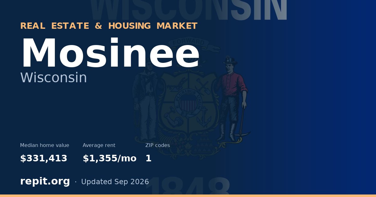 Mosinee, WI real estate and housing market — median home value $331,413, average rent $1,355/mo, 1 ZIP code