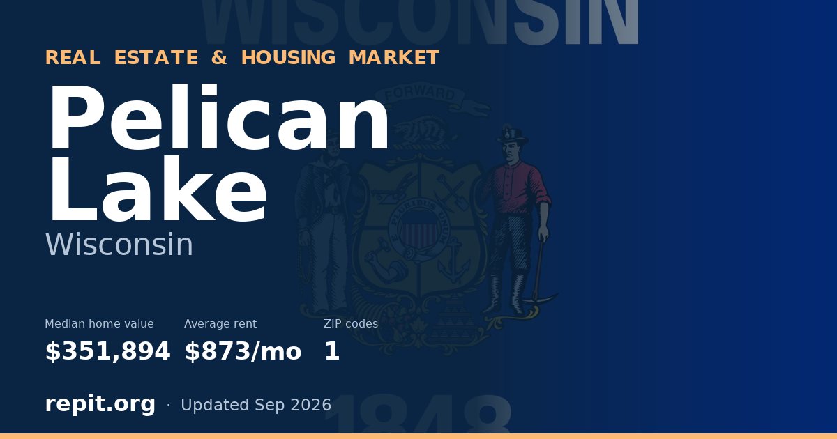 Pelican Lake, WI real estate and housing market — median home value $351,894, average rent $873/mo, 1 ZIP code