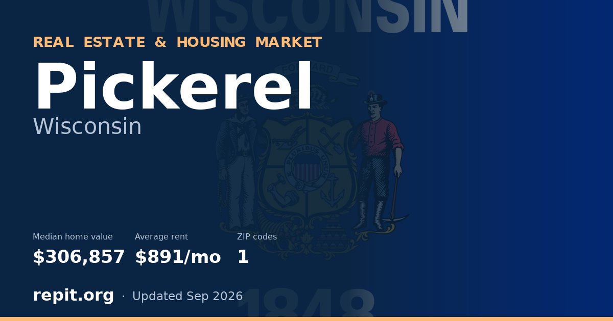 Pickerel, WI real estate and housing market — median home value $306,857, average rent $891/mo, 1 ZIP code