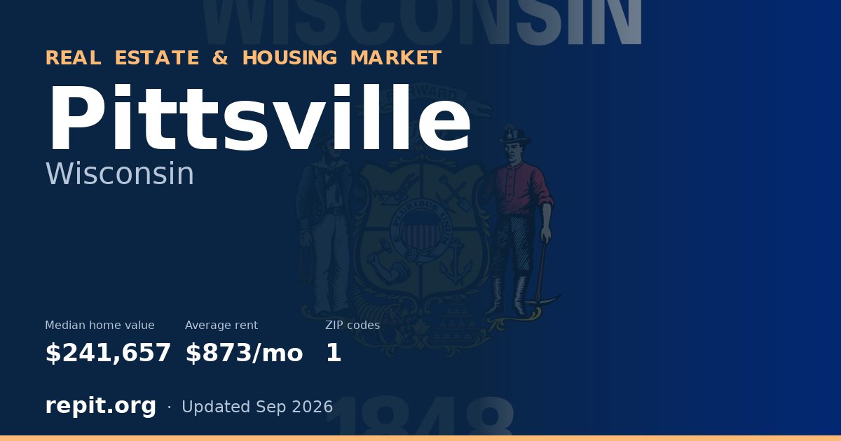 Pittsville, WI real estate and housing market — median home value $241,657, average rent $873/mo, 1 ZIP code