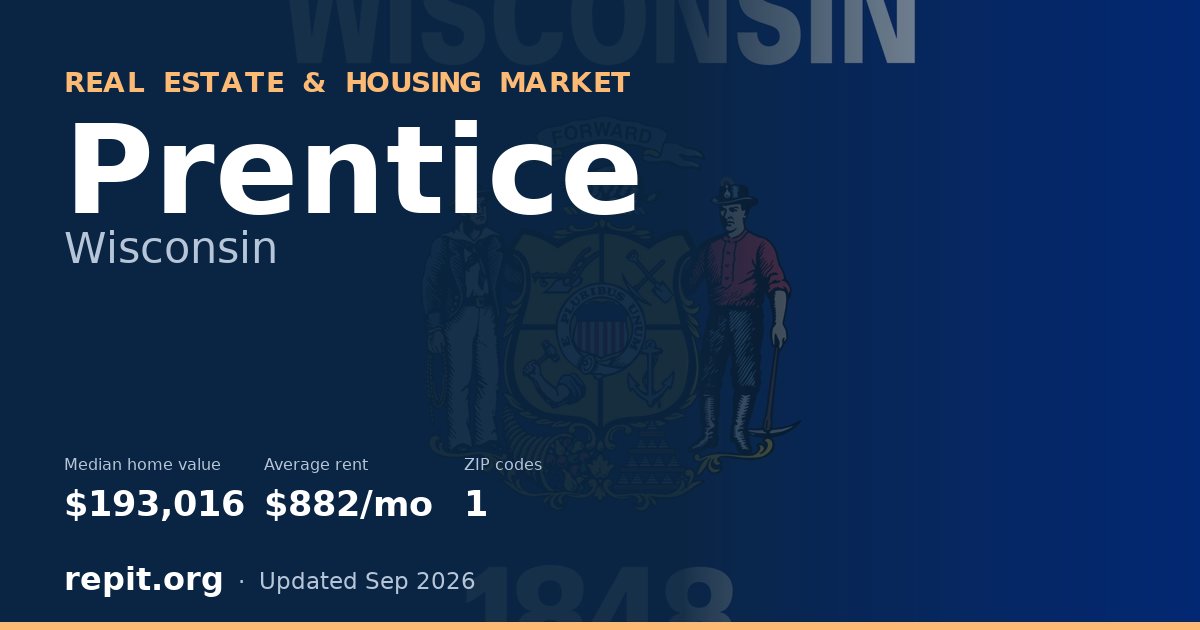 Prentice, WI real estate and housing market — median home value $193,016, average rent $882/mo, 1 ZIP code