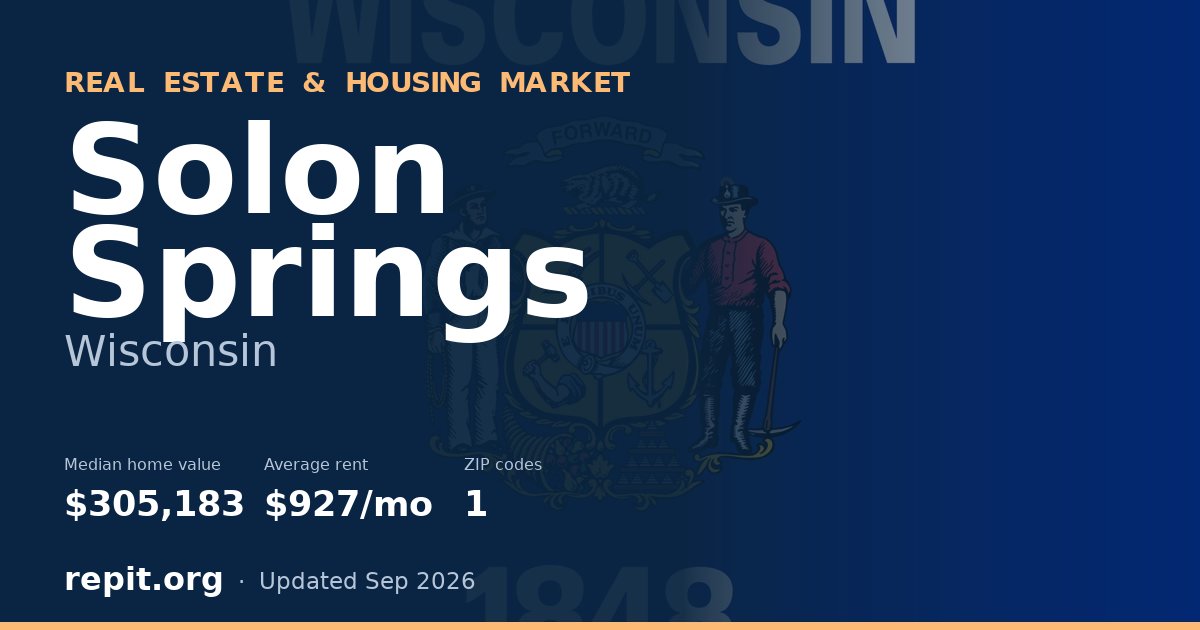 Solon Springs, WI real estate and housing market — median home value $305,183, average rent $927/mo, 1 ZIP code