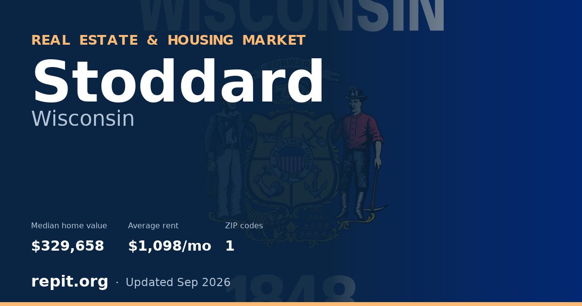Stoddard, WI real estate and housing market — median home value $329,658, average rent $1,098/mo, 1 ZIP code