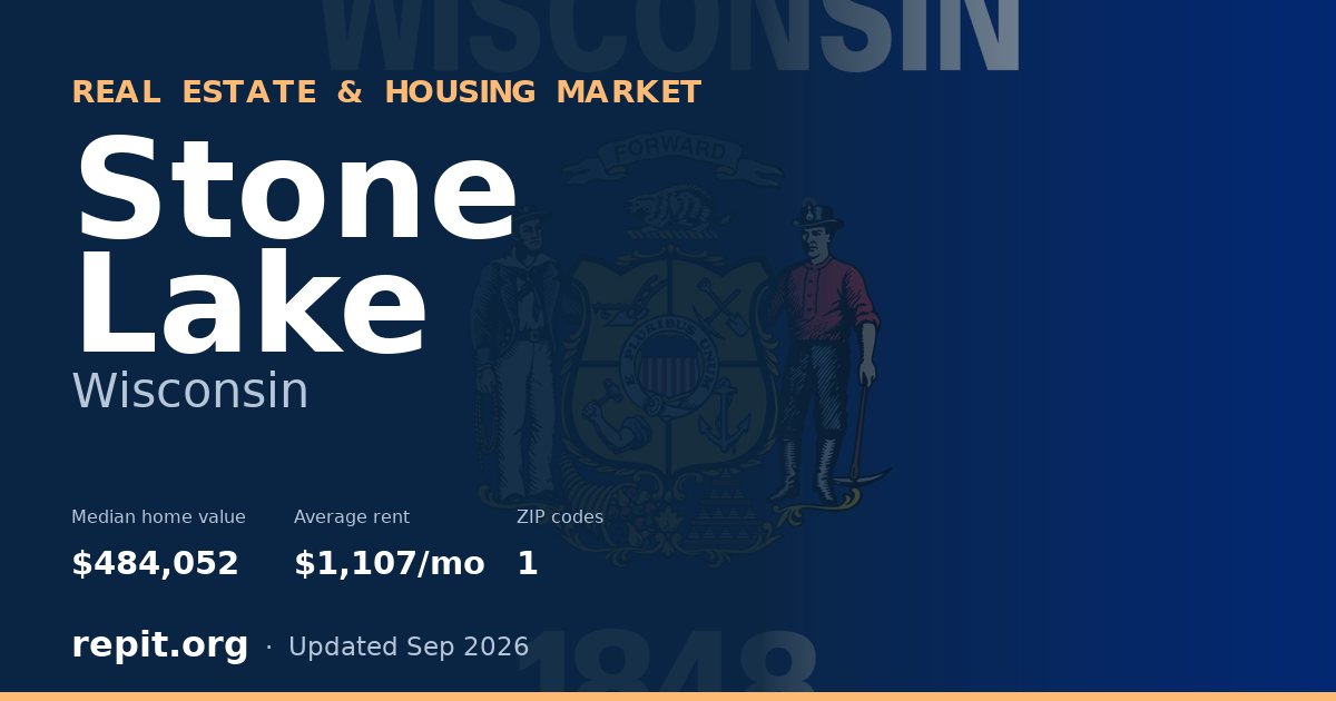 Stone Lake, WI real estate and housing market — median home value $484,052, average rent $1,107/mo, 1 ZIP code