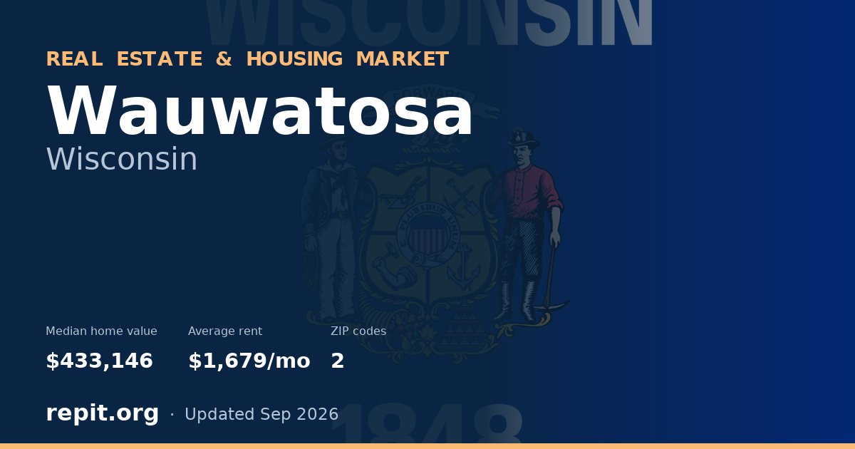 Wauwatosa, WI real estate and housing market — median home value $433,146, average rent $1,679/mo, 2 ZIP codes