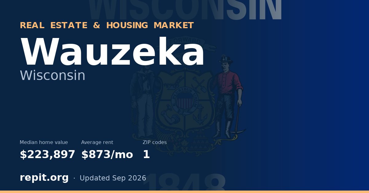 Wauzeka, WI real estate and housing market — median home value $223,897, average rent $873/mo, 1 ZIP code