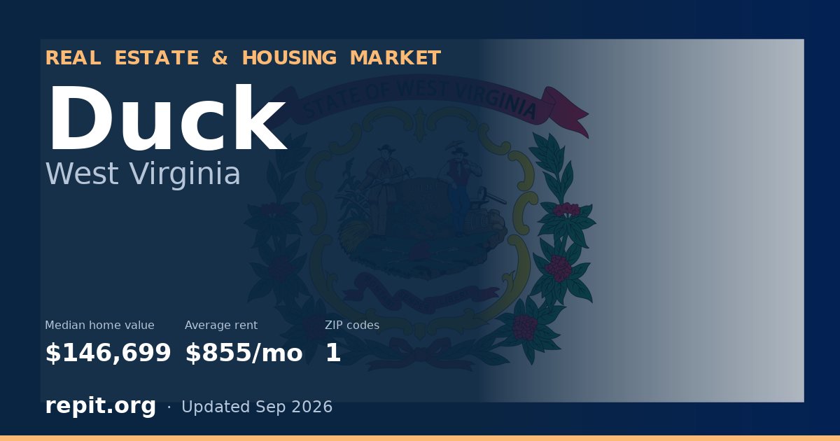 Duck, WV real estate and housing market — median home value $146,699, average rent $855/mo, 1 ZIP code