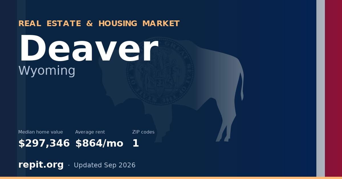 Deaver, WY real estate and housing market — median home value $297,346, average rent $864/mo, 1 ZIP code