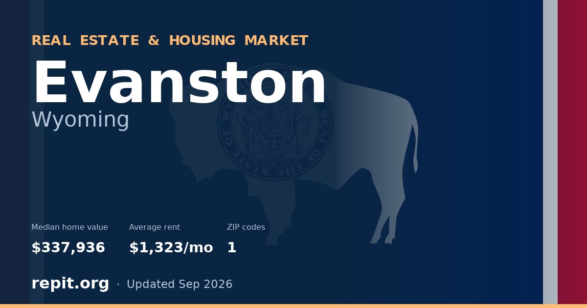 Evanston, WY real estate and housing market — median home value $337,936, average rent $1,323/mo, 1 ZIP code