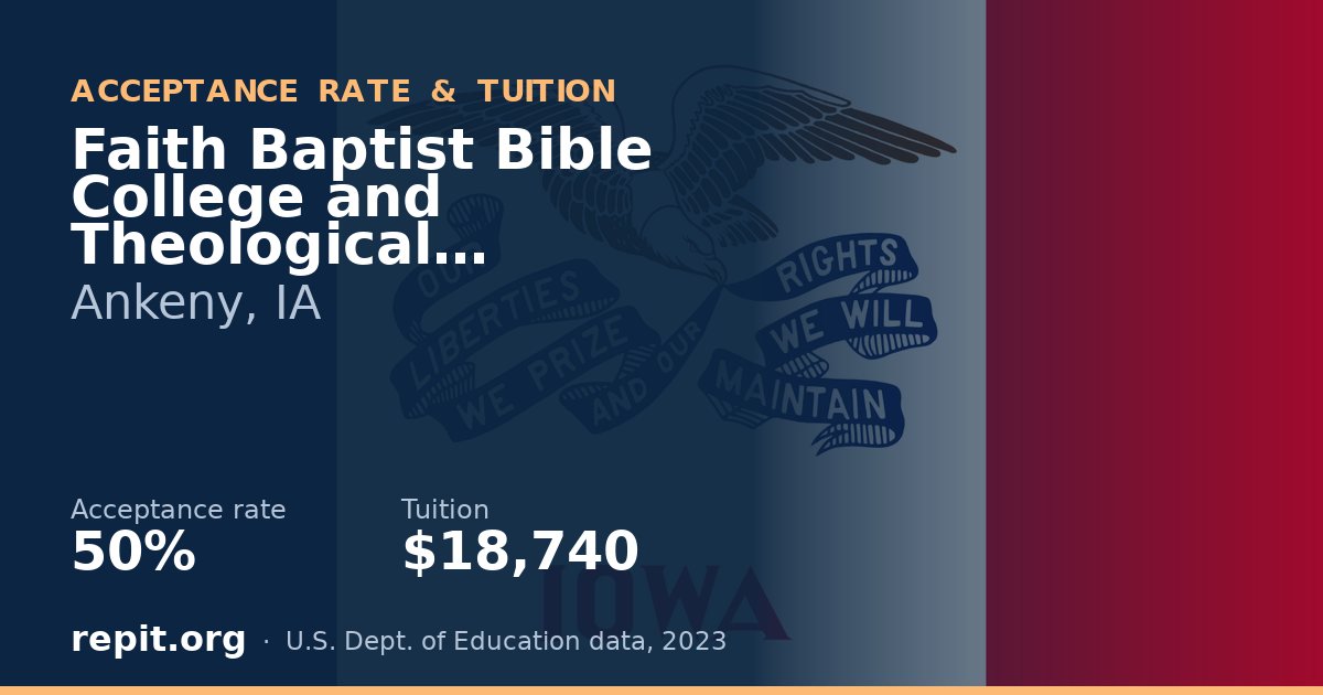 Faith Baptist Bible College and Theological Seminary — acceptance rate 50%, tuition $18,740