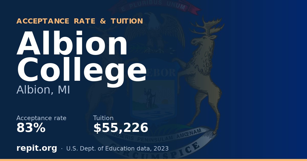 Albion College — acceptance rate 83%, tuition $55,226
