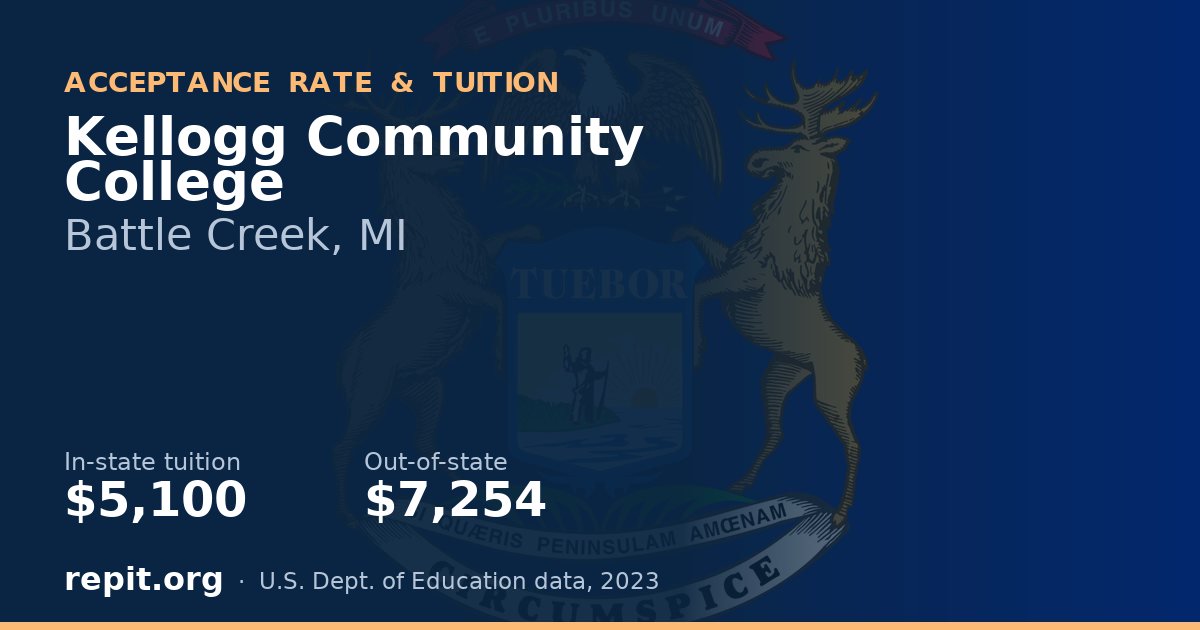 Kellogg Community College — tuition $5,100 in-state, $7,254 out-of-state