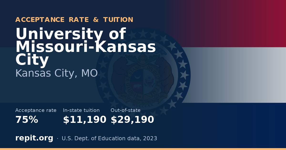 University of Missouri-Kansas City — acceptance rate 75%, tuition $11,190 in-state, $29,190 out-of-state