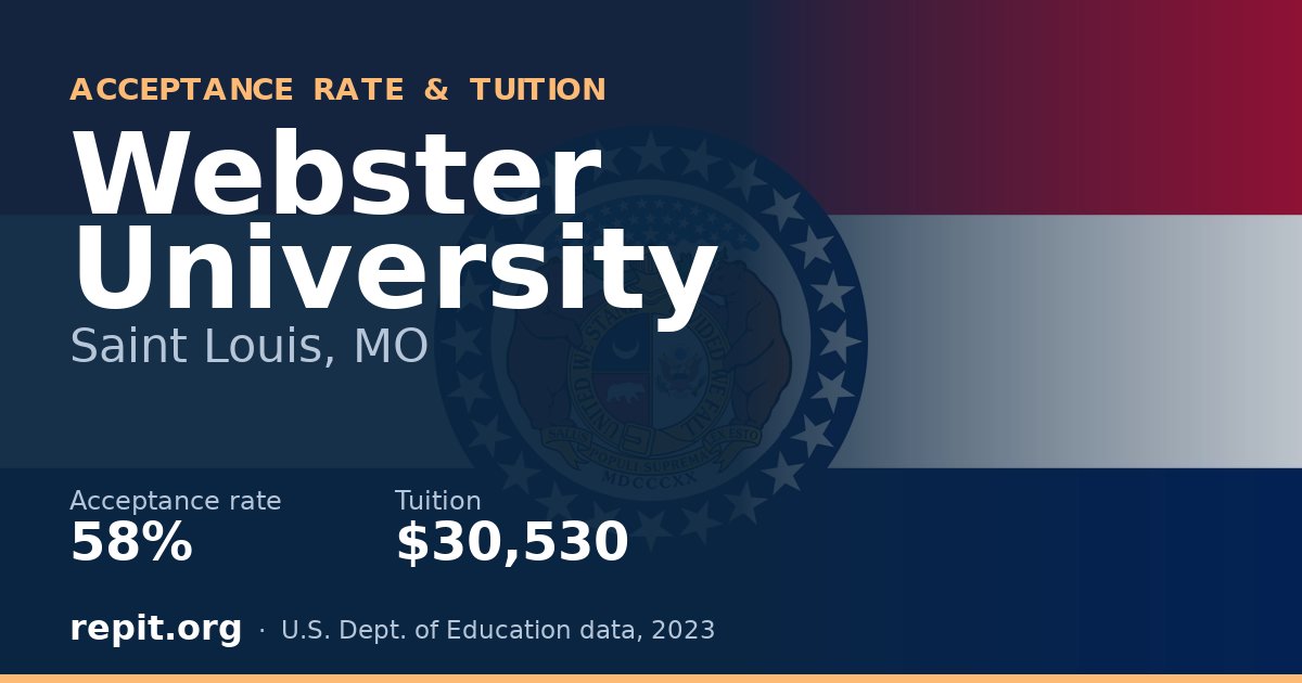 Webster University — acceptance rate 58%, tuition $30,530