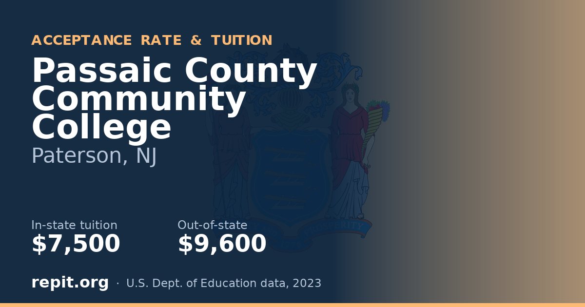 Passaic County Community College — tuition $7,500 in-state, $9,600 out-of-state