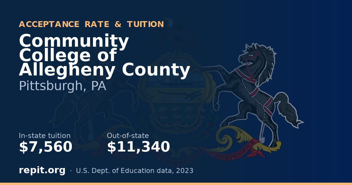 Community College of Allegheny County — tuition $7,560 in-state, $11,340 out-of-state