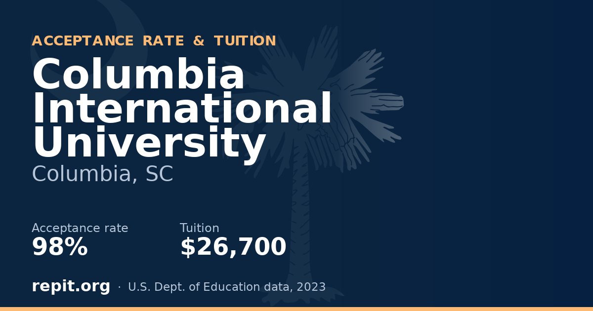 Columbia International University — acceptance rate 98%, tuition $26,700