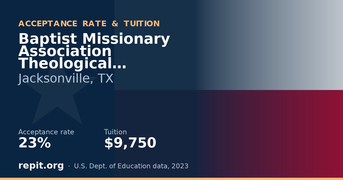 Baptist Missionary Association Theological Seminary — acceptance rate 23%, tuition $9,750