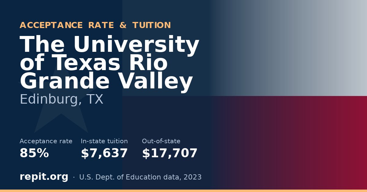 The University of Texas Rio Grande Valley — acceptance rate 85%, tuition $7,637 in-state, $17,707 out-of-state