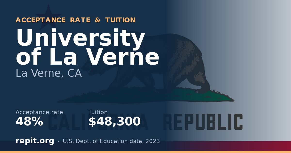 University of La Verne — acceptance rate 48%, tuition $48,300