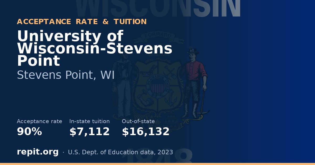 University of Wisconsin-Stevens Point — acceptance rate 90%, tuition $7,112 in-state, $16,132 out-of-state
