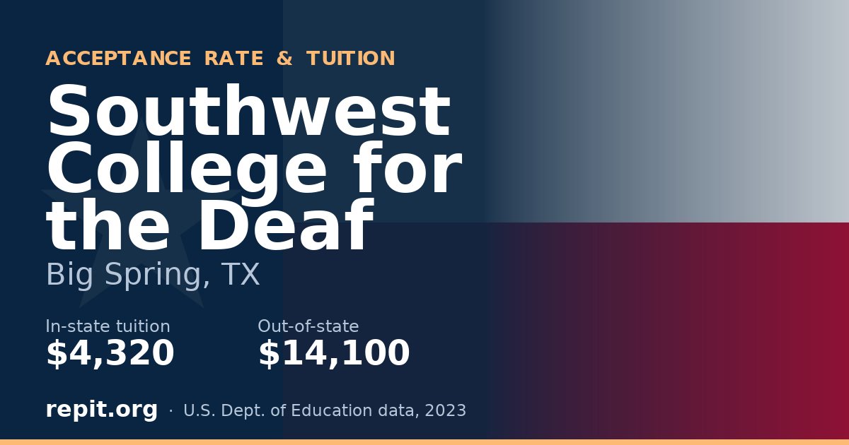 Southwest College for the Deaf — tuition $4,320 in-state, $14,100 out-of-state