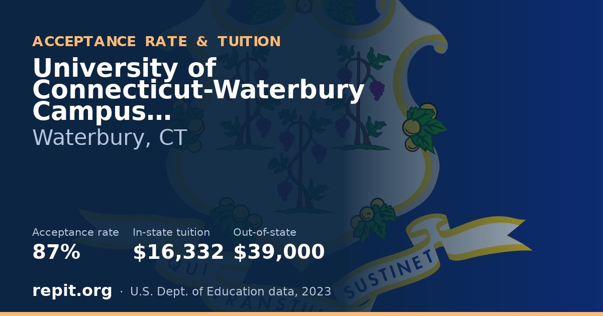 University of Connecticut-Waterbury Campus — acceptance rate 87%, tuition $16,332 in-state, $39,000 out-of-state
