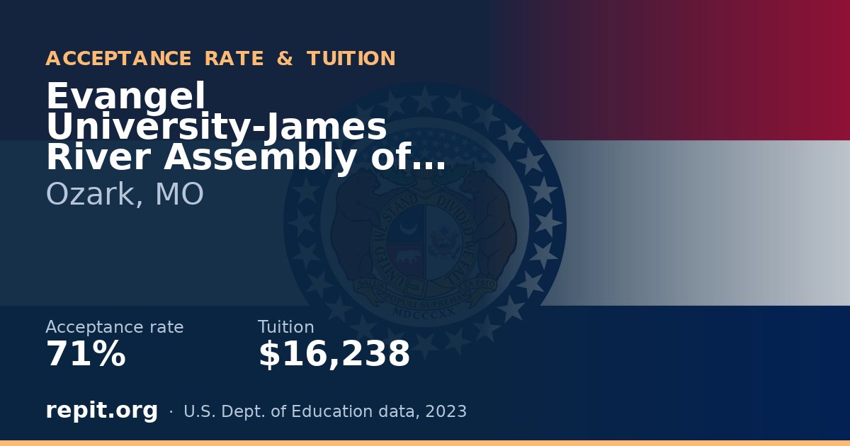 Evangel University-James River Assembly of God Church — acceptance rate 71%, tuition $16,238