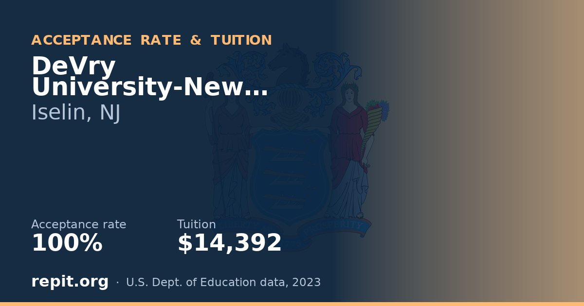 DeVry University-New Jersey — acceptance rate 100%, tuition $14,392