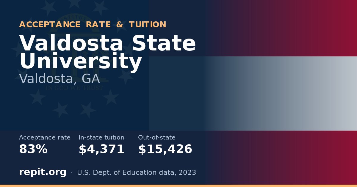 Valdosta State University — acceptance rate 83%, tuition $4,371 in-state, $15,426 out-of-state